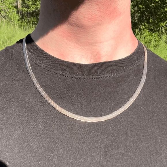 18k Rose Gold Snake Chain Necklace Mens Womens Herringbone Chain Choker 22 inch - Picture 5 of 5